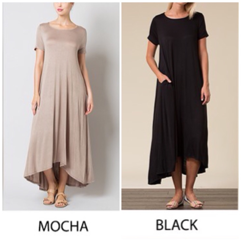 Black Short Sleeve Maxi Dress - Picture 3 of 3